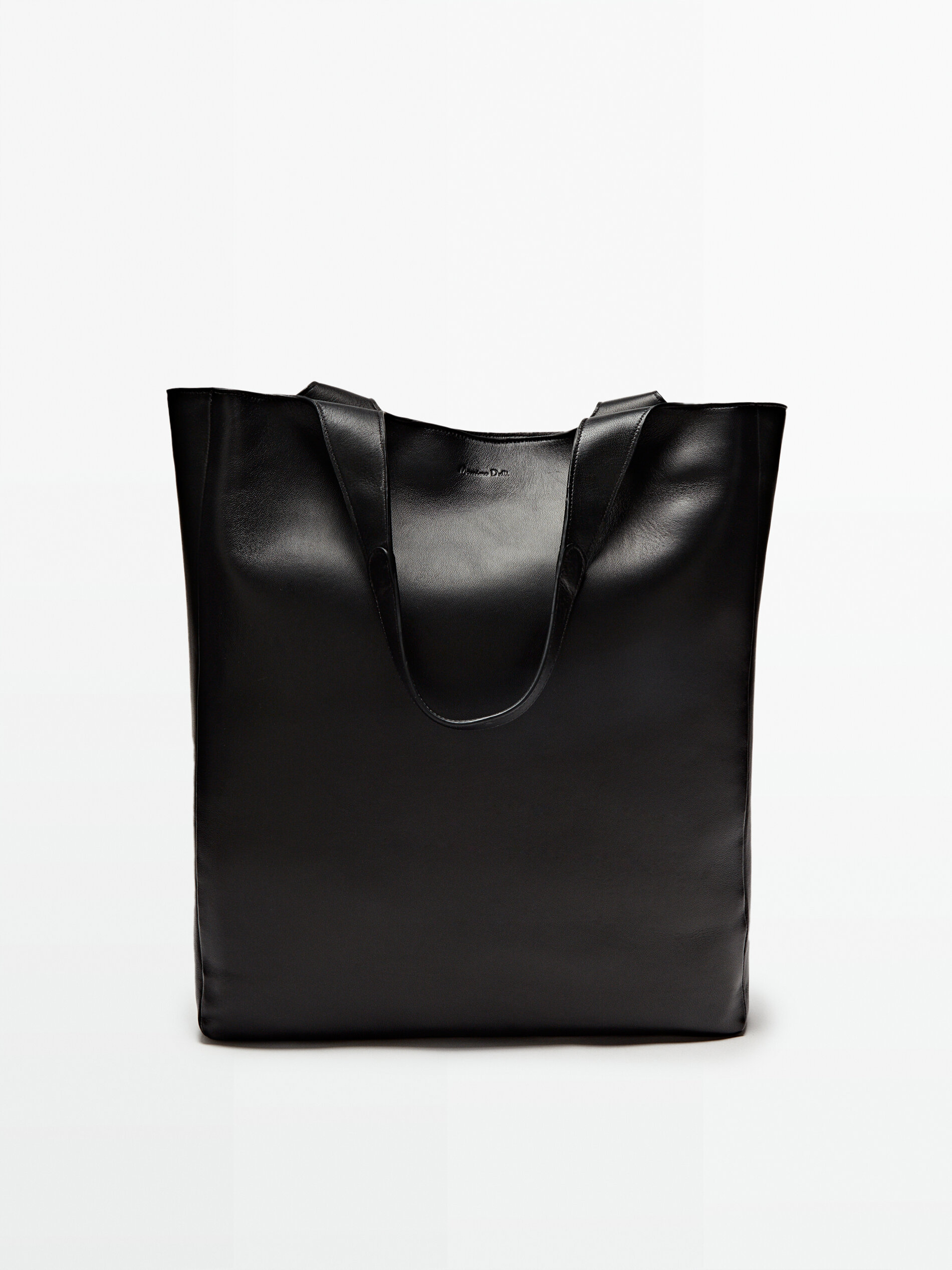 Bolsa tote de couro preta - PRETA