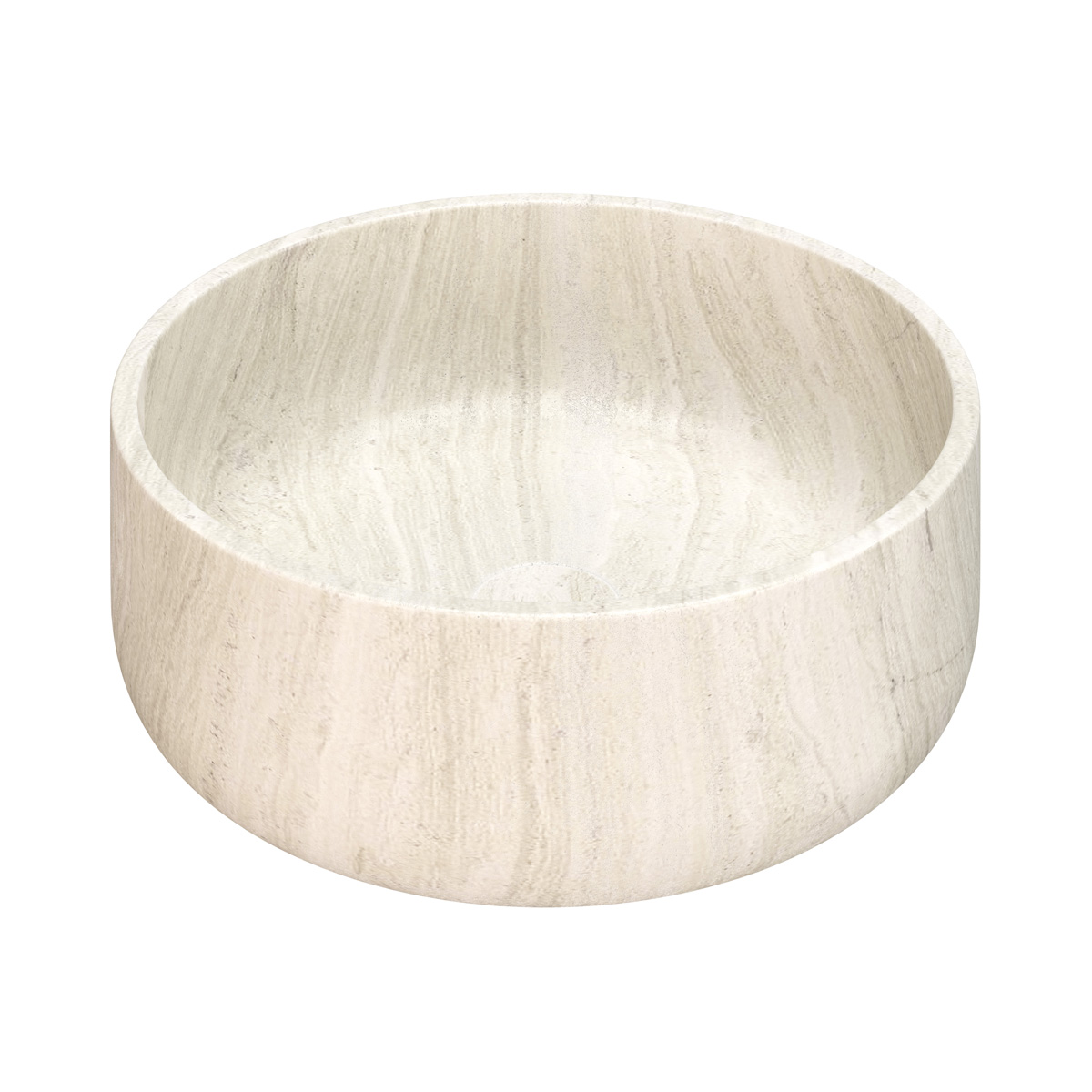 Saniclear White Travertin marmer waskom rond 38x13cm