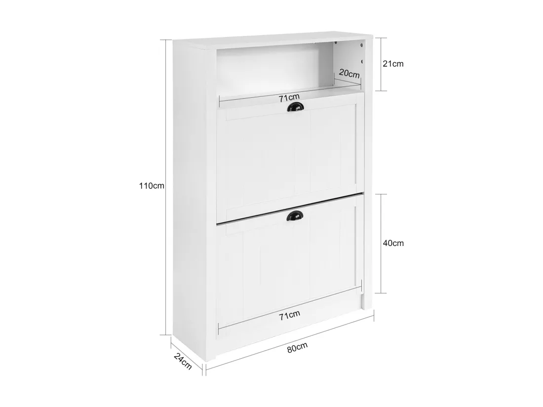 Meuble de Rangement à Chaussures Armoire à Chaussures Commode à Chaussures 2 abattants, FSR87-W