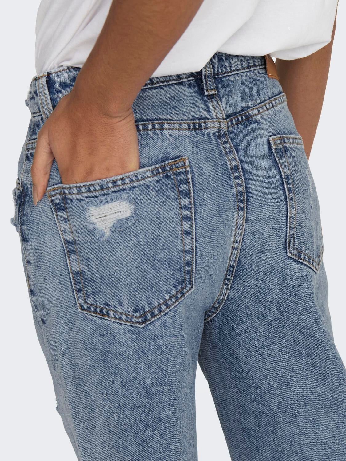 ONLDAD Hohe Taille Gerade geschnitten Jeans Medium Blue Denim