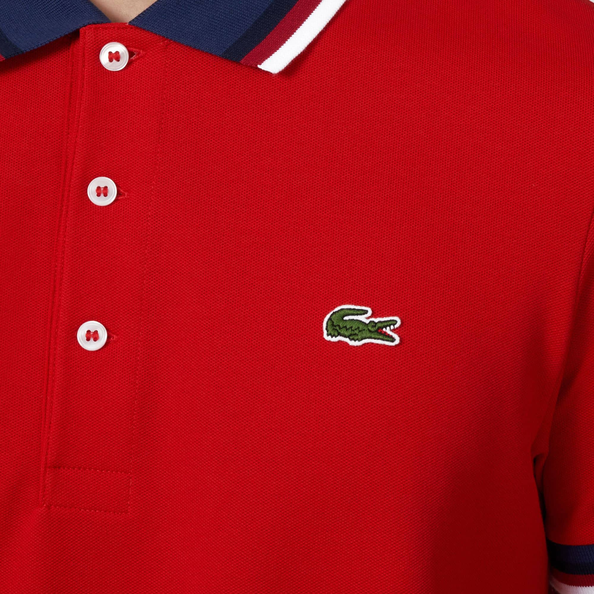 Poloshirt mit Kontrastkragen Kurze Ärmel - Rot - Lacoste - Herren