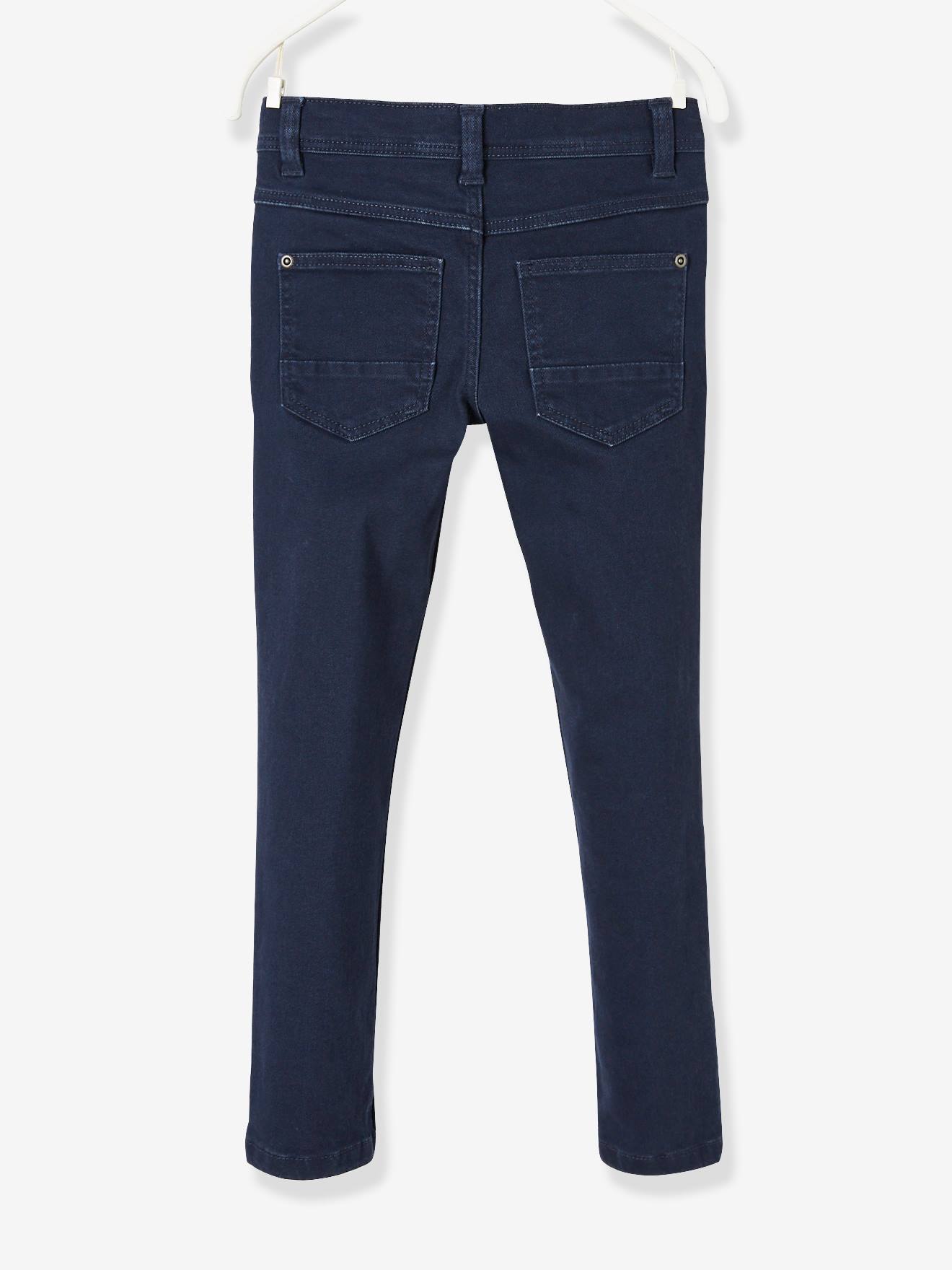 Calças Morphologik slim-fit com corte amplo no quadril, para meninos, azul escuro liso.
