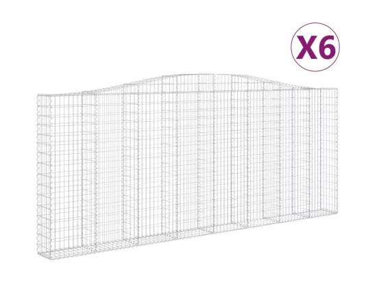 Paniers à gabions arqués 6 pcs 400x30x160-180 Fer galvanisé