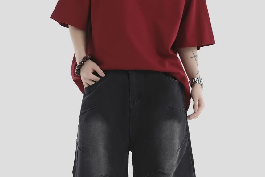 Banash - Mid Rise Washed Denim Shorts