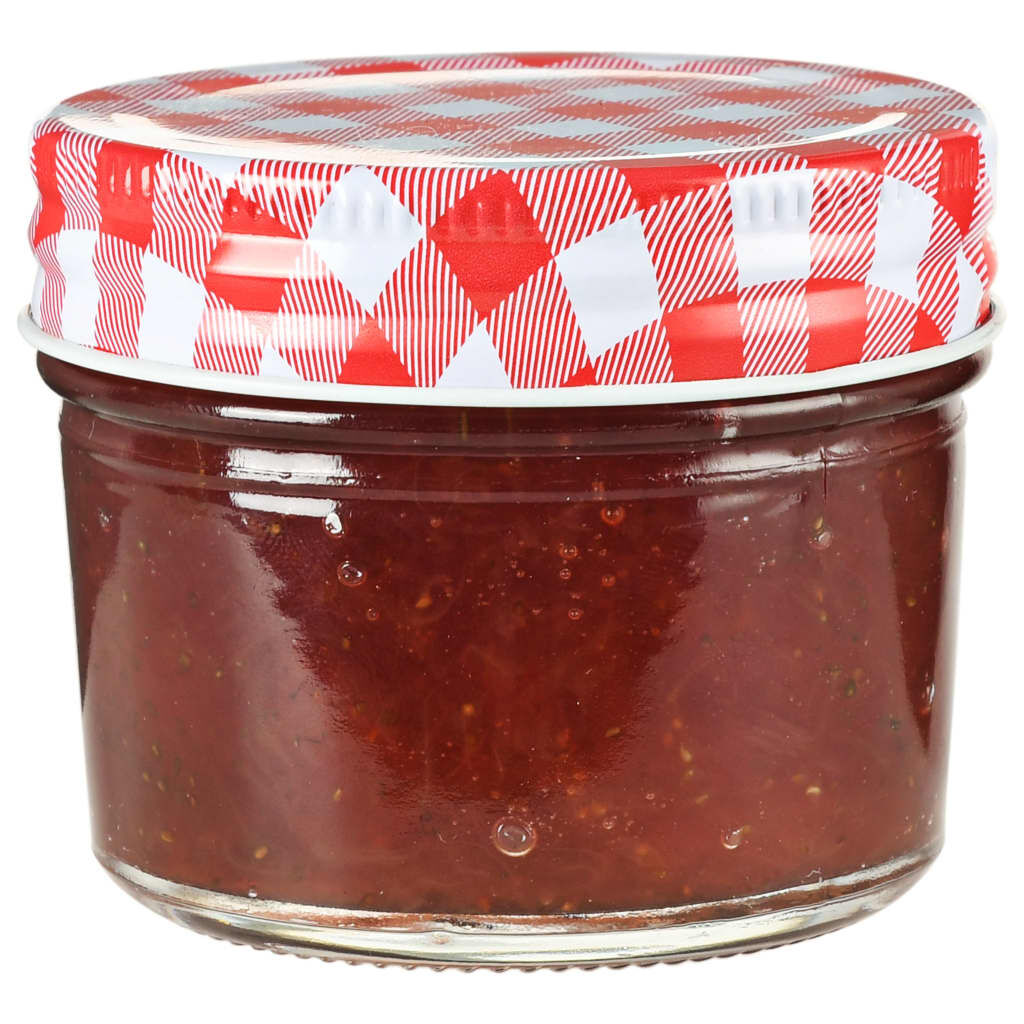 vidaXL Glazen jampotten, wit en rood, 24 stuks, 110 ml