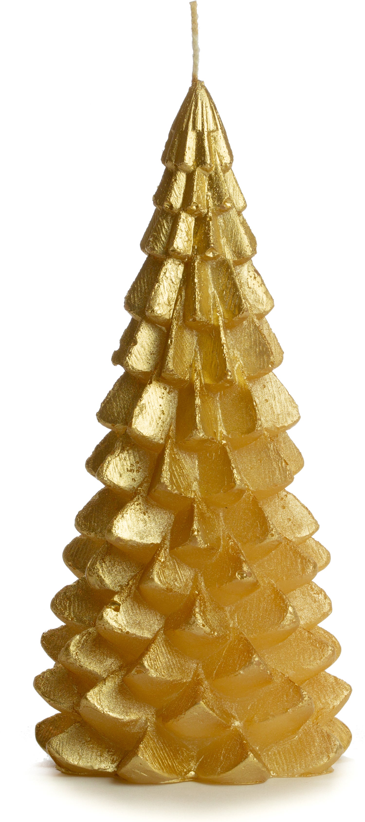 Rustik Lys stompkaars Kerstboom goud 42 uur D 10 H 20 cm