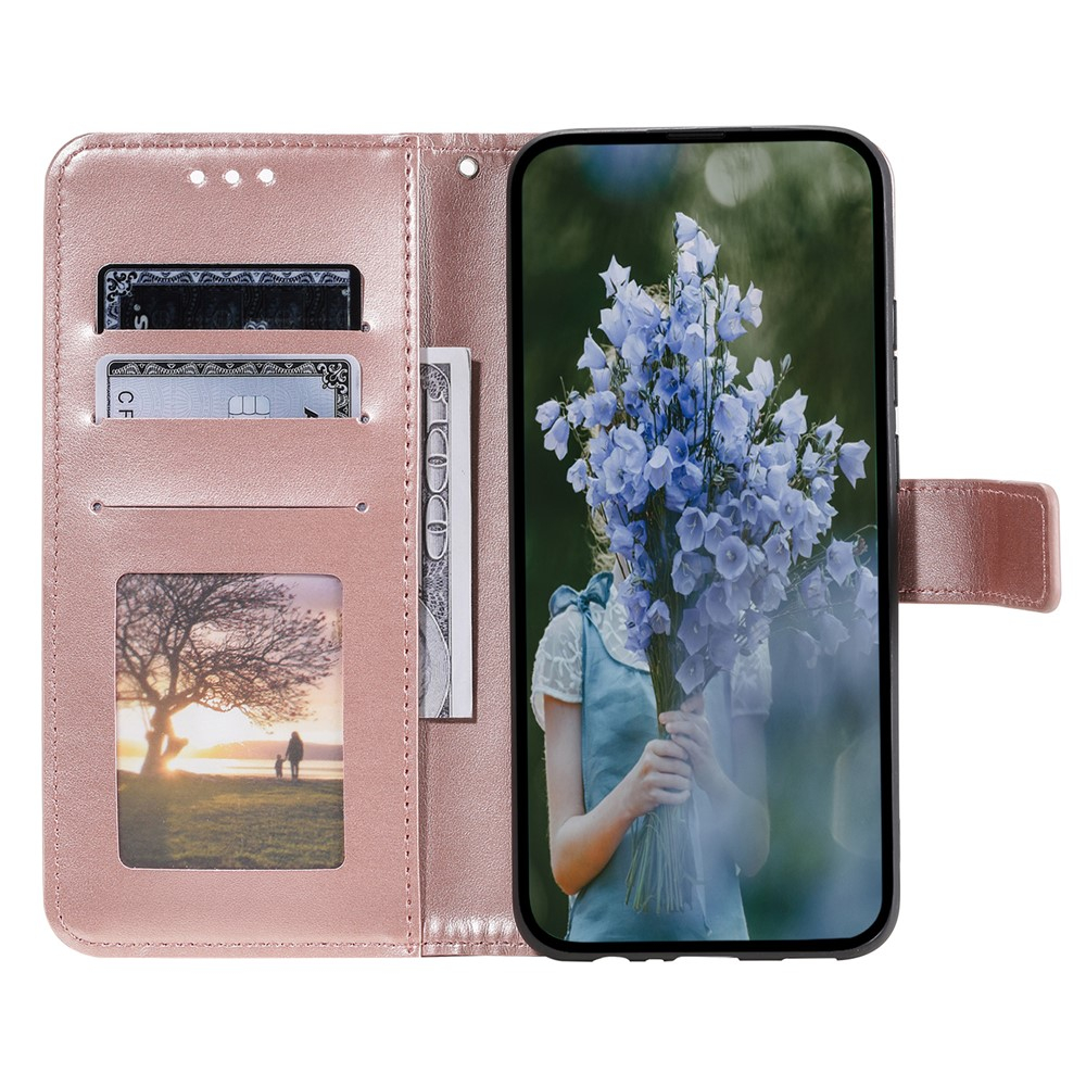 Samsung Galaxy A26 / A17 Leder Tasche Wallet - Mandala Flowers Imprint - Roségold