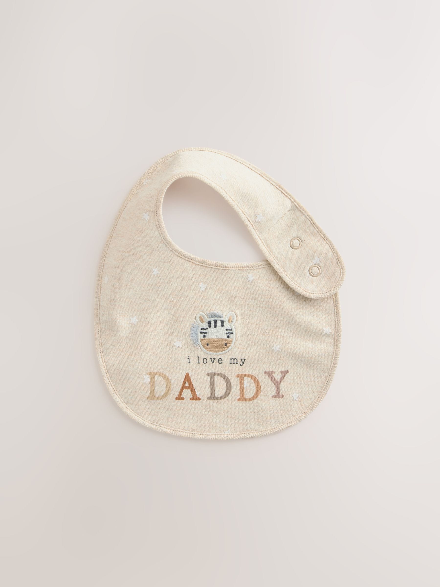 Naturel met figuurtje - I Love My Mummy/Daddy-babyslabbetjes 2 stuks