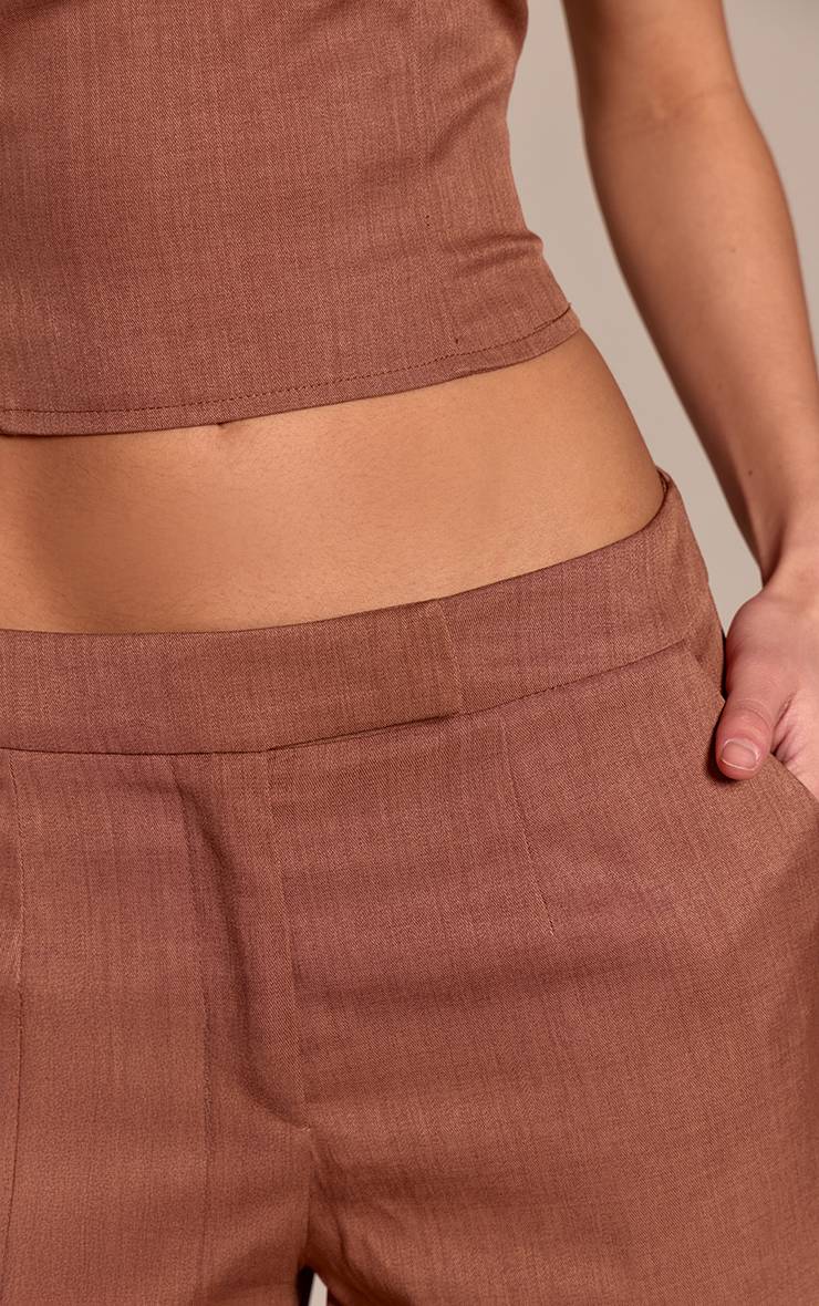 Marron Pantalon Tissé À Taille Ajustée