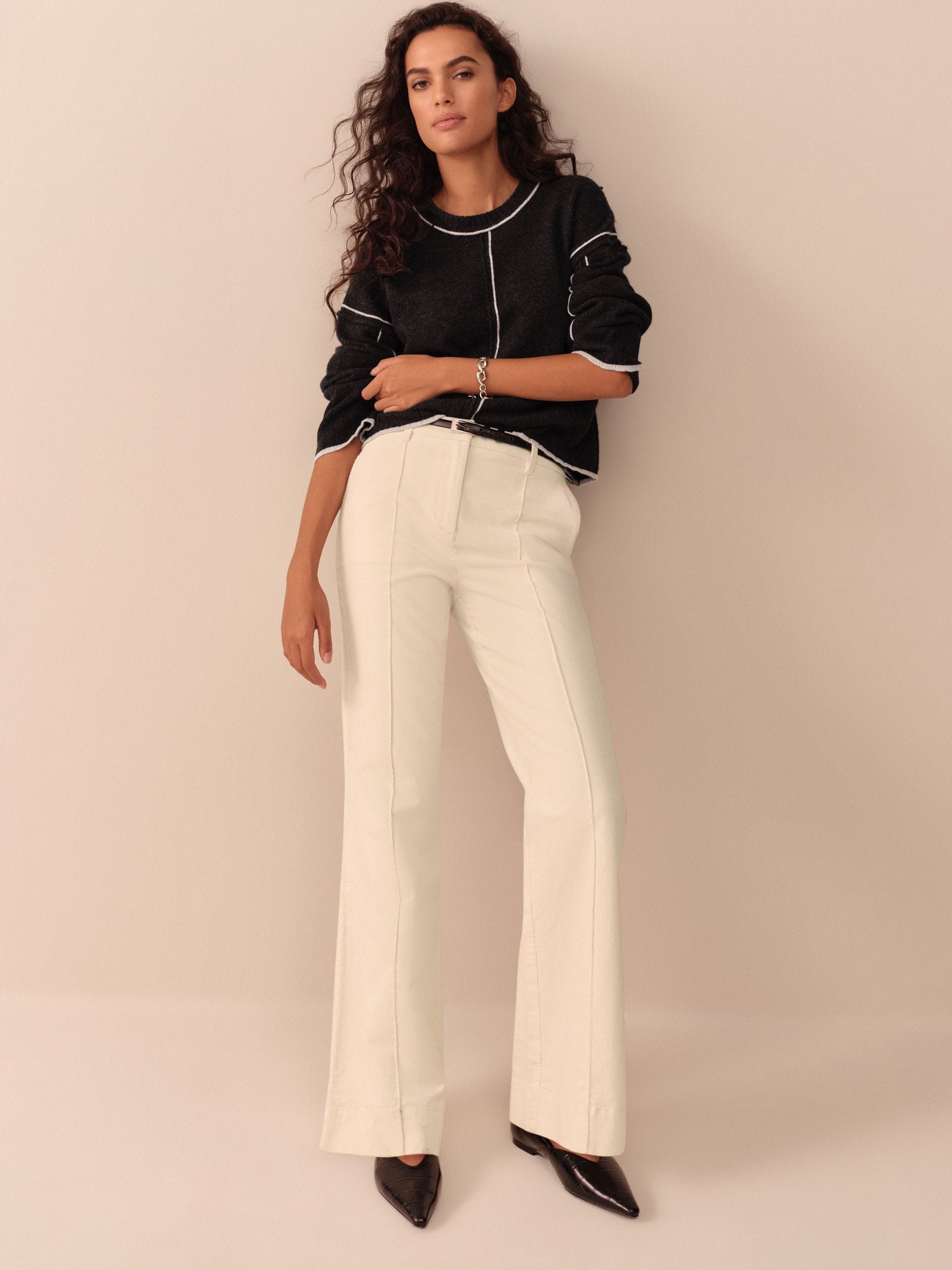 Ecru - N. Premium Cord Bootcut Broeken