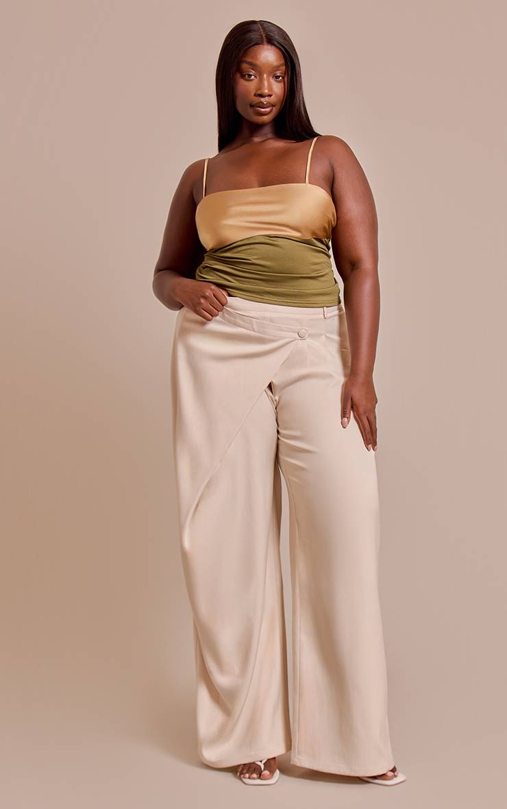 Gris Pierre Pantalon Grande Taille Tissé À Devant Croisé