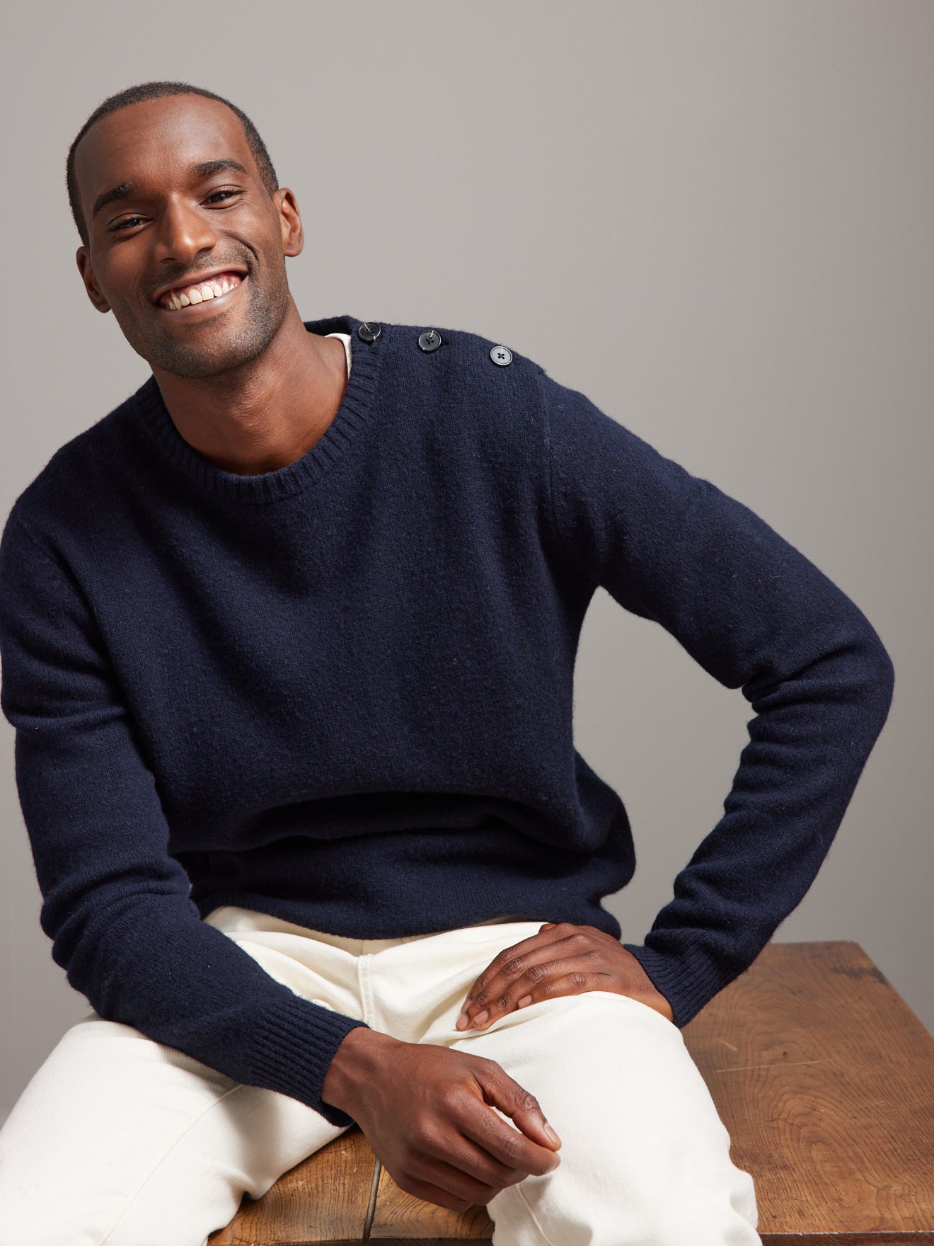 Pull boutonné laine mérinos homme