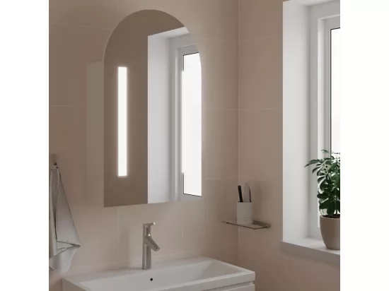 Armoire de bain à miroir avec LED arquée blanc 42x13x70 cm