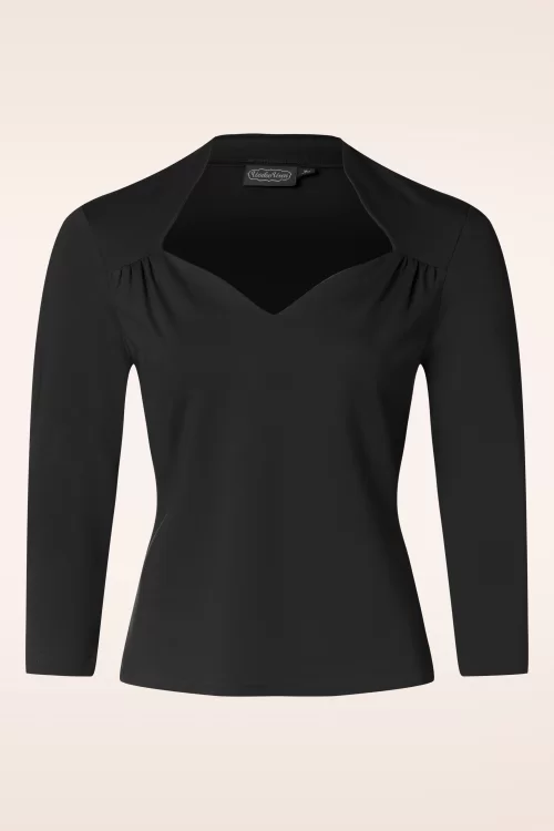 Vixen Sweetheart jersey top in zwart