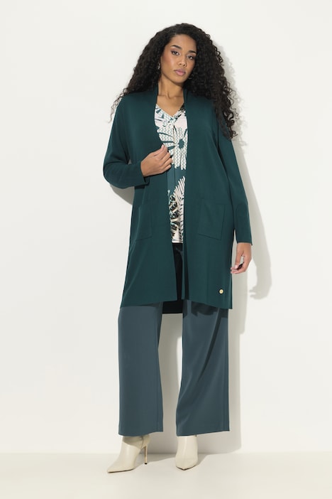 Strickjacke, lange, offene Form, weicher Feinstrick