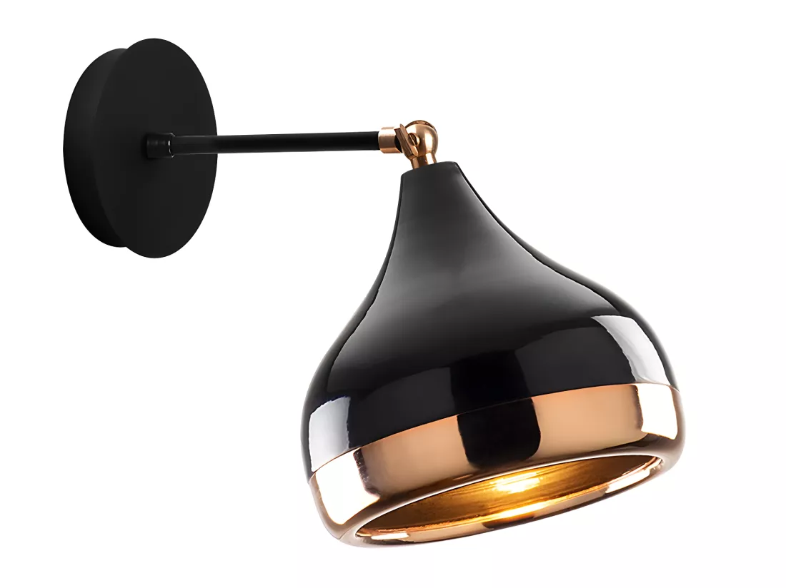 Applique en métal à abat-jour orientable - D. 17 x H. 28 cm - Noir et cuivré - YILDO