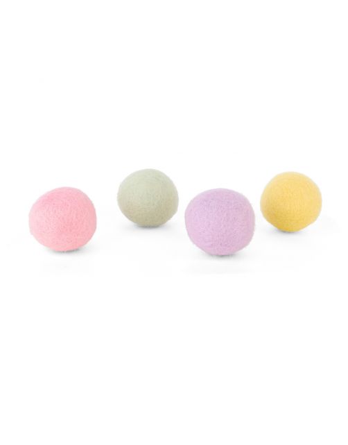 District 70 Fairy Felt Ball Toys - Kattenspeelgoed - 4x35 mm Assorti