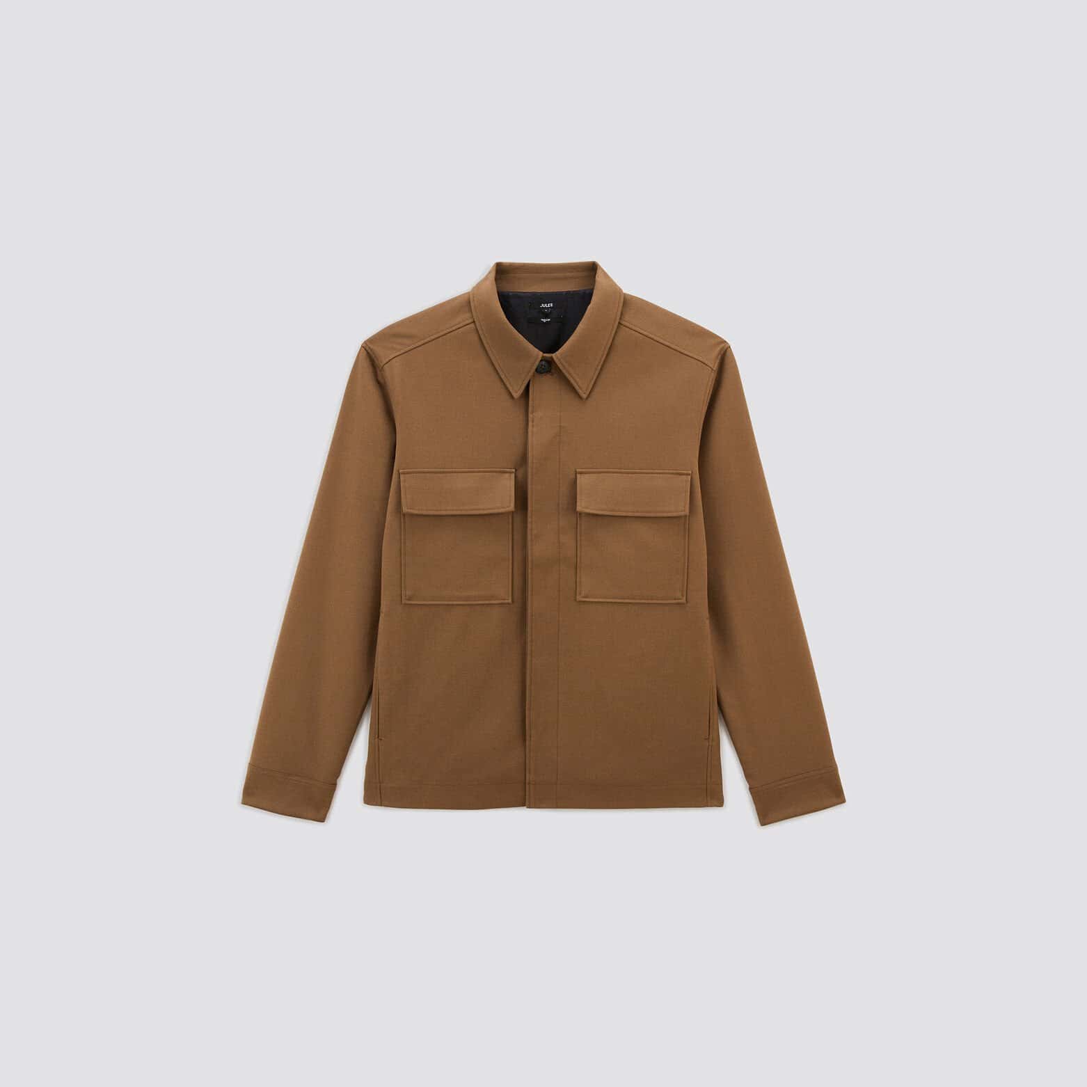 Surchemise regular unie polyester recyclé Camel