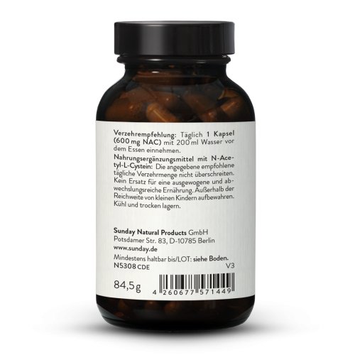 Sunday Natural Products  NAC 600 mgN-Acetyl-Cystein