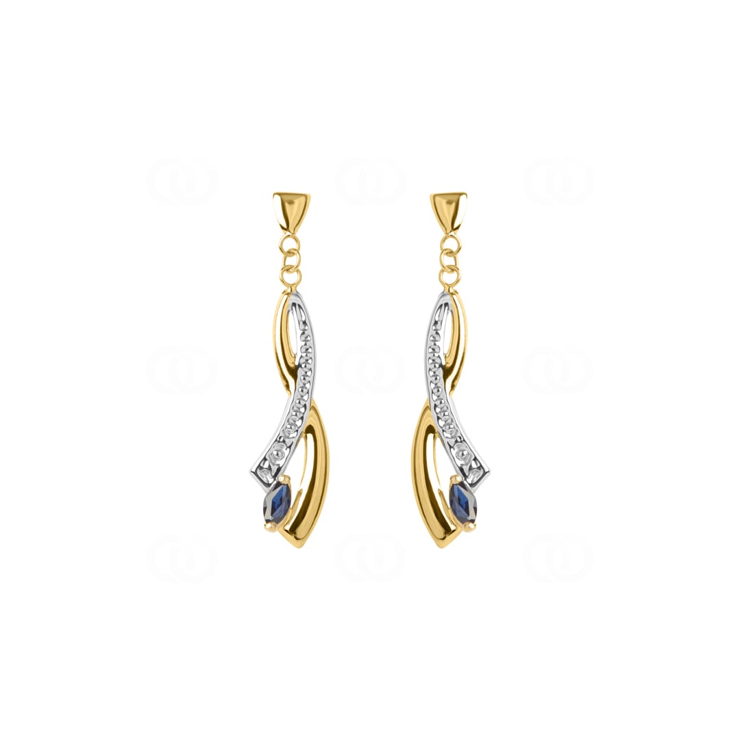 Ohrhänger 750/18 K Gelbgold bicolor mit Saphir
