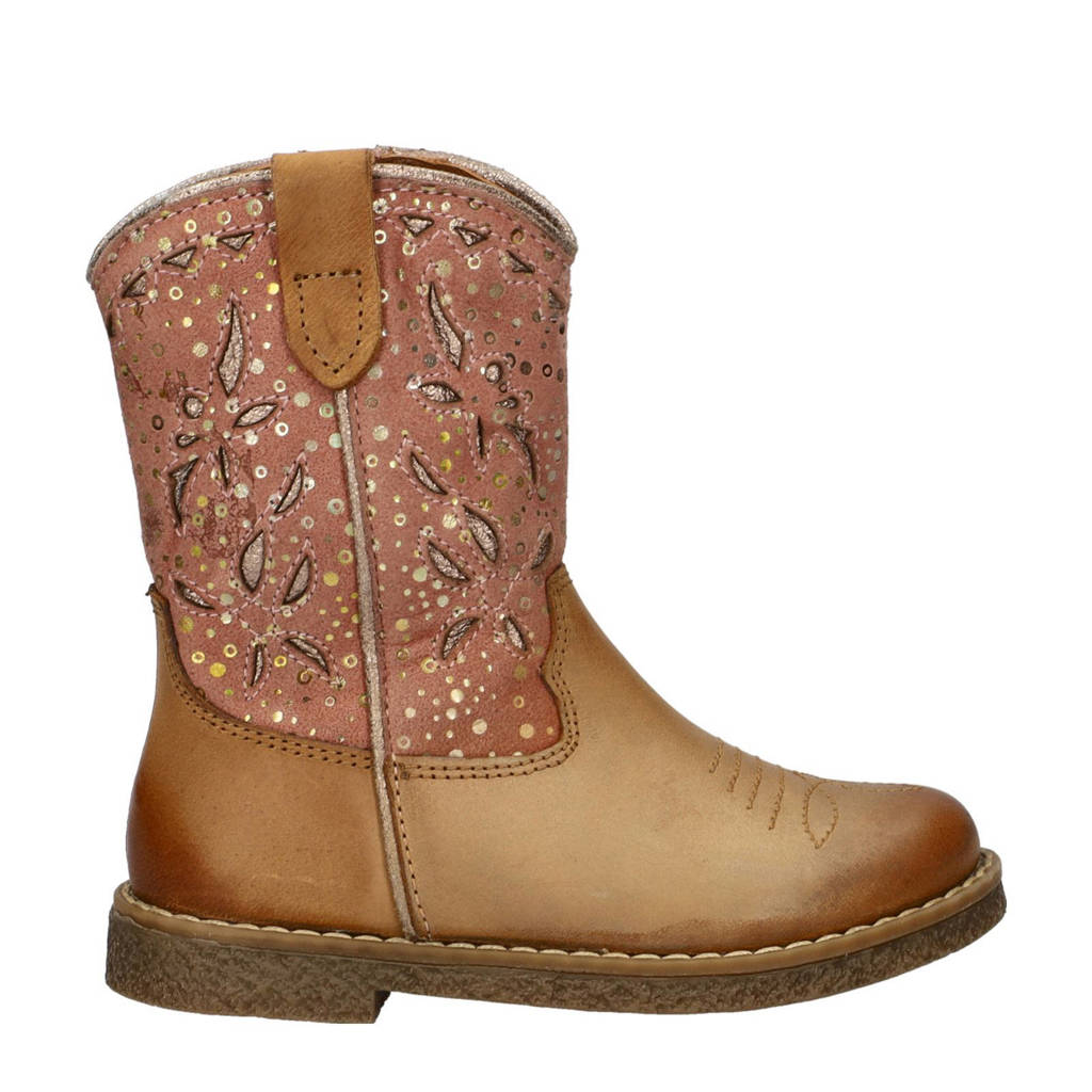 Nelson Kids leren cowboylaarzen cognac