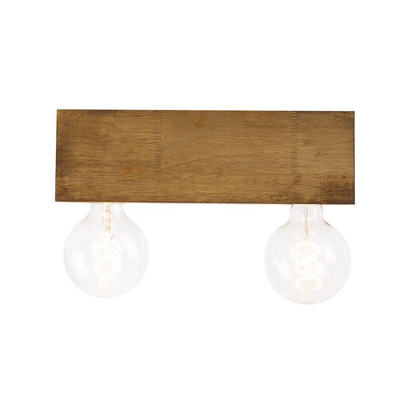 Landelijke plafondspot vintage hout 2-lichts - Bloc
