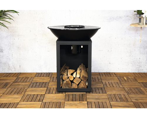 SenS-Line tuinmeubel barbecue haard, geëmailleerd staal, zwart, geëmailleerd stalen grillrooster, inclusief grillrooster en aslade