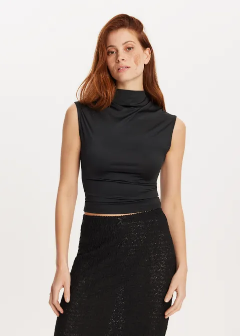 Top met hoge hals zwart (ZWART)
