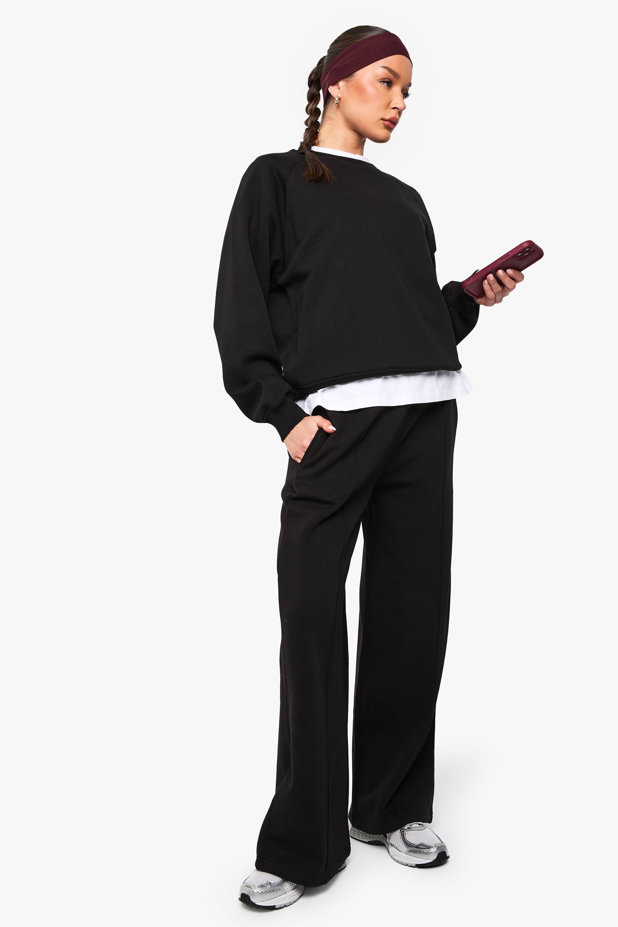 boohoo Jogger Droit à Détail en Pin-Tuck