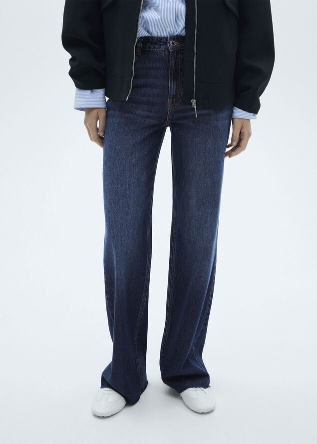 MANGO Danila medium-rise wideleg jeans Open blue