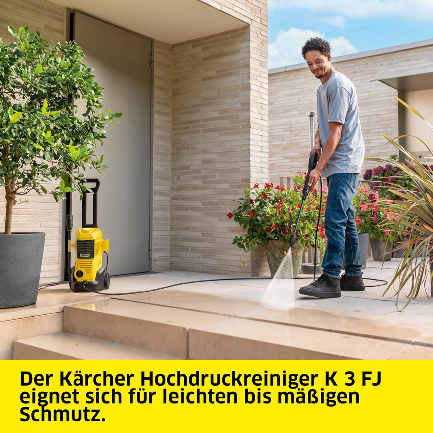 Kärcher Hochdruckreiniger K 3 FJ, Druck: max. 120 bar, Inkl. Schaumdüse für gut haftenden Schaum und höchste Schmutzlösekraft, gelb