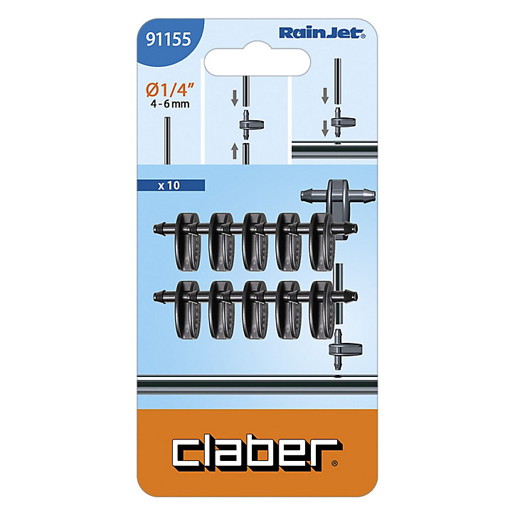 Raccord d'arrosage 2 sorties Claber 1/4 (10 raccords)