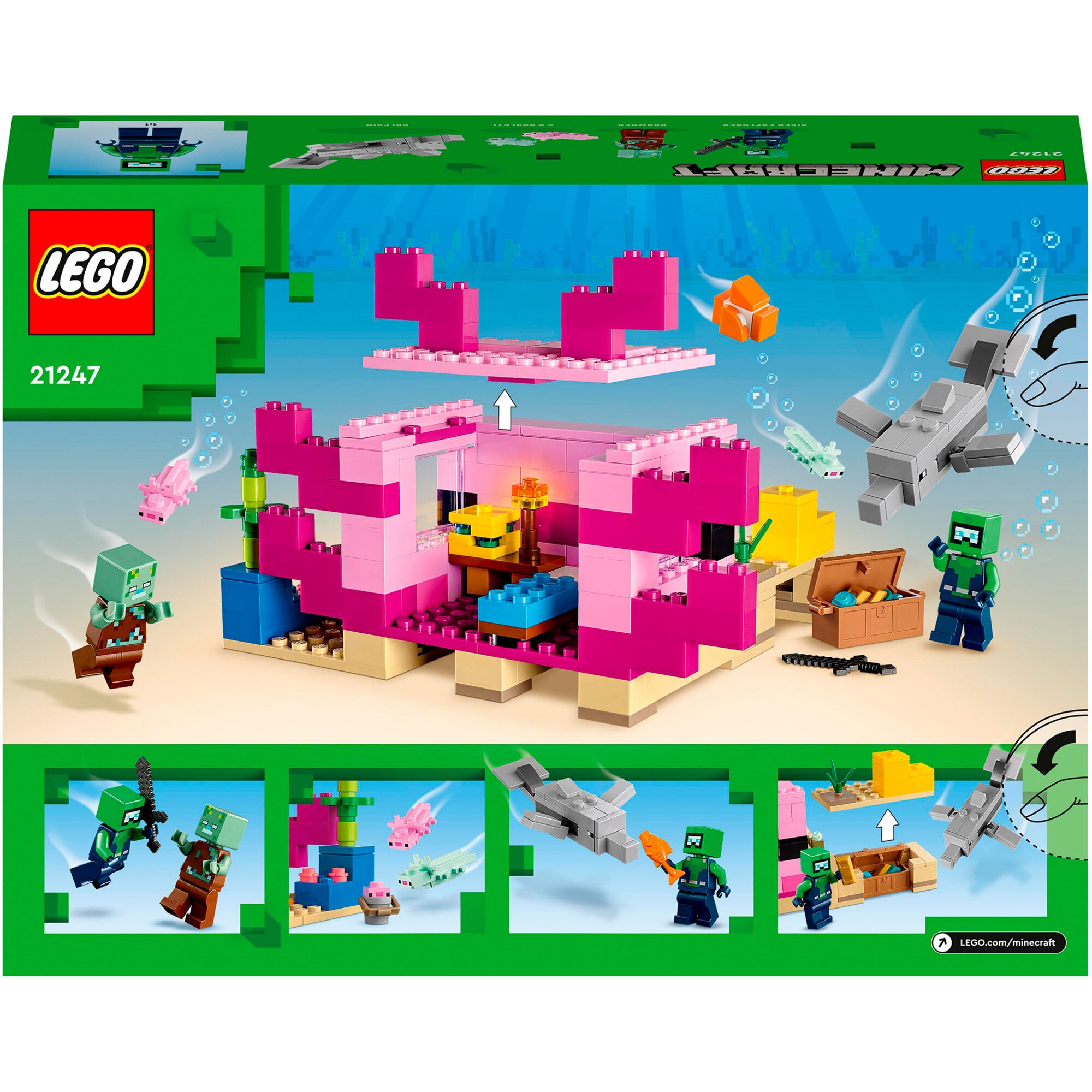 LEGO Konstruktionsspielzeug Minecraft Das Axolotl-Haus