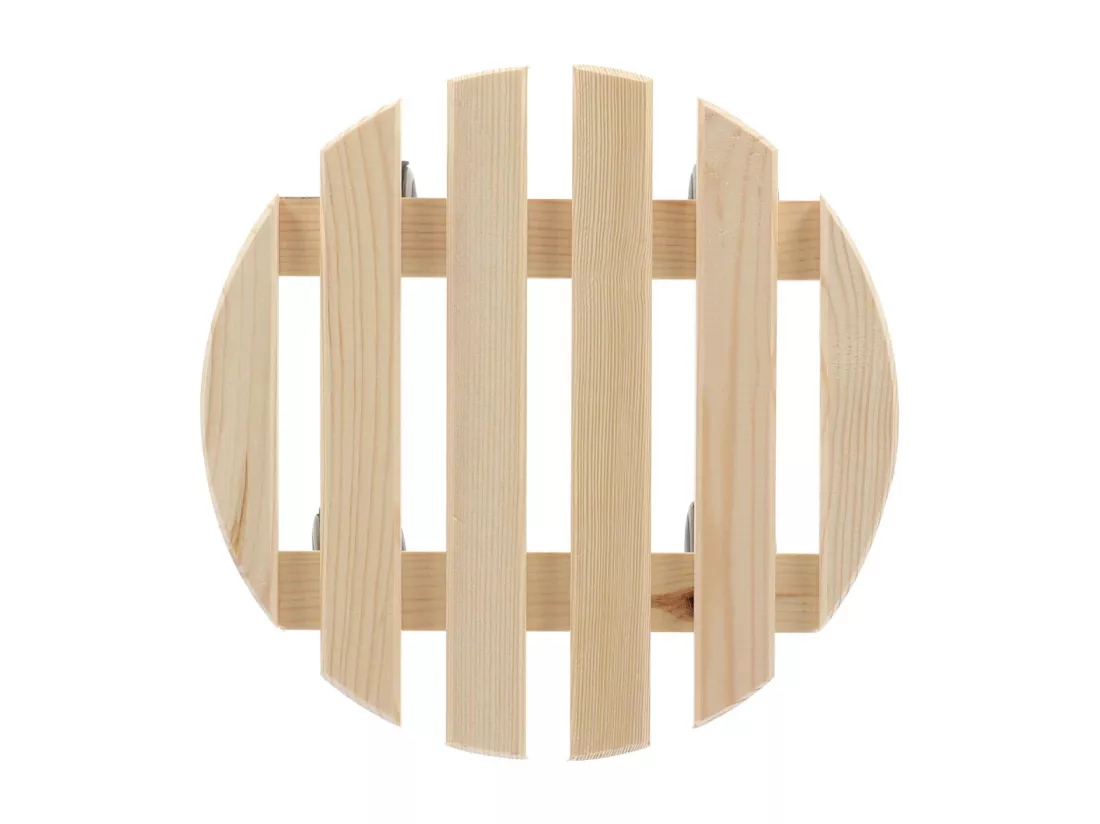 Support à roulettes en bois pour plantes d'intérieur Rond - Naturel