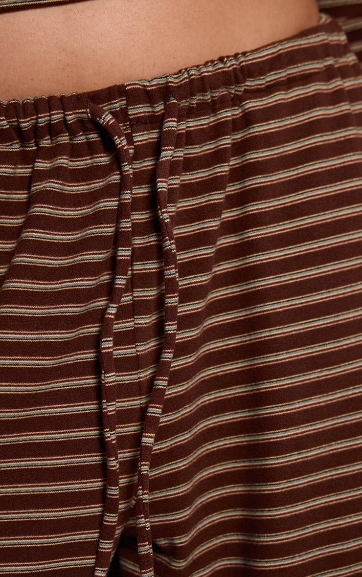 Chocolat Ensemble Coordonné Jogging Jambe Droite En Molleton Doux Rayé Grande Taille