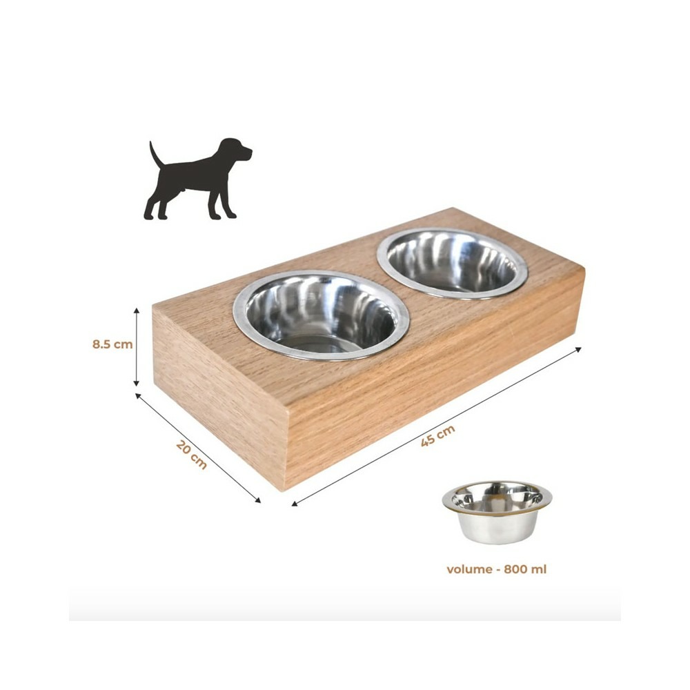 Dubuo - set de 2 gamelles pour chien surélevées, support mural en bois, taille m