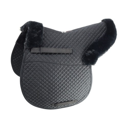 Protetor de sela Numnah Fab com forro para cavalos, preto