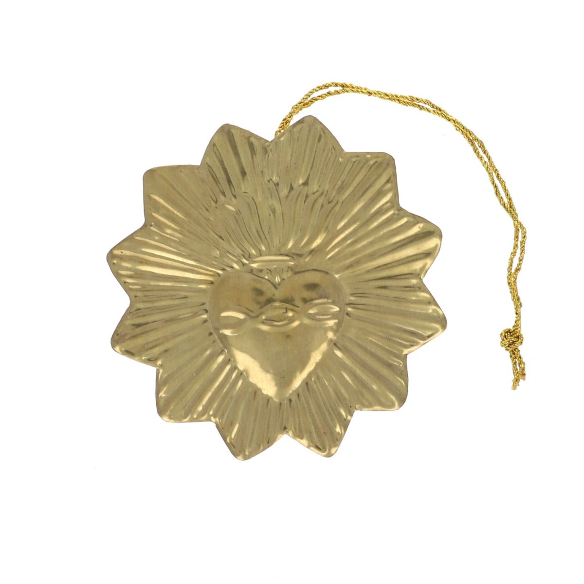 Suspension ronde en laiton cœur ex-voto Atelier jasmin