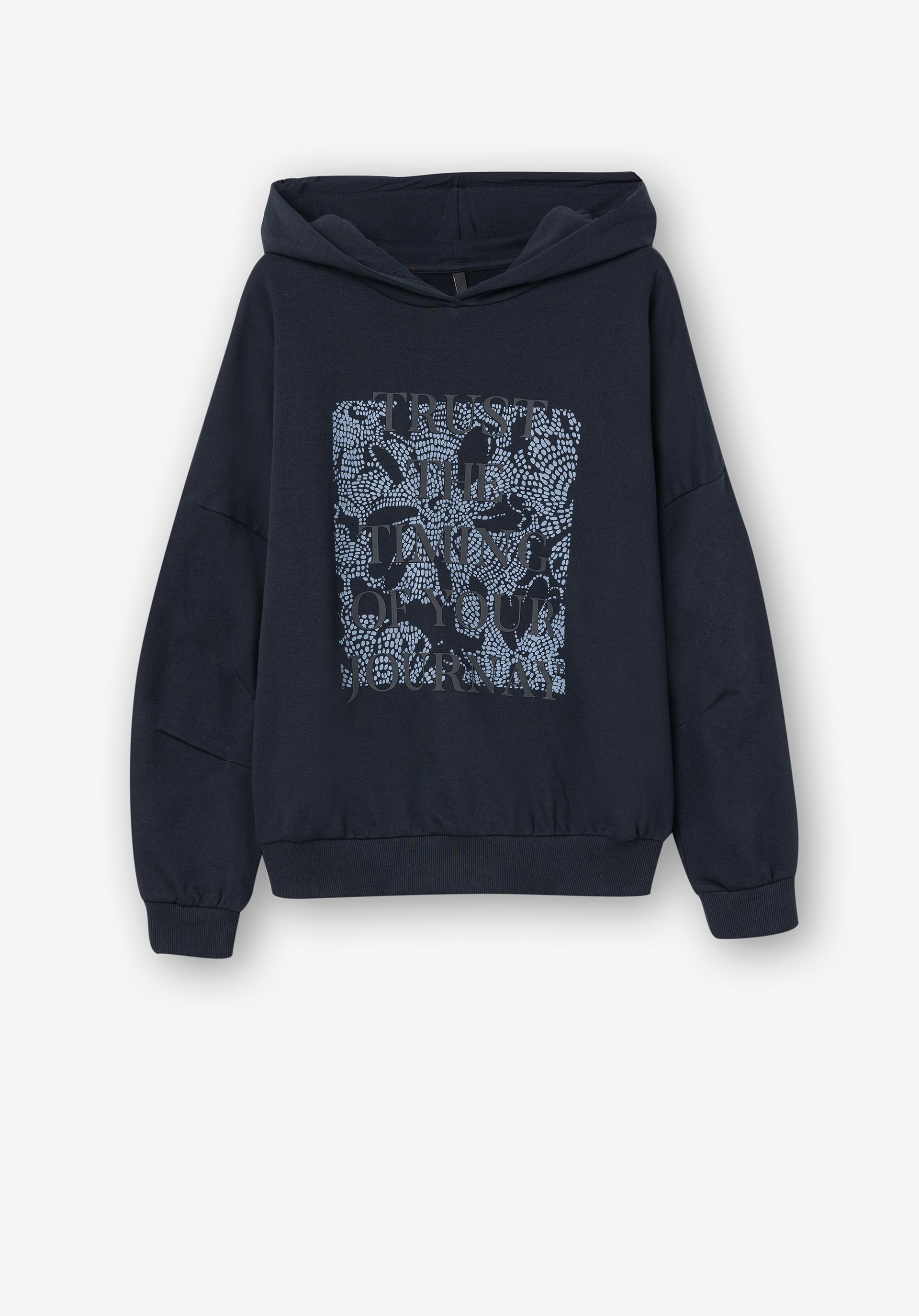 Sweatshirt Capuz Estampado Frontal Relevo