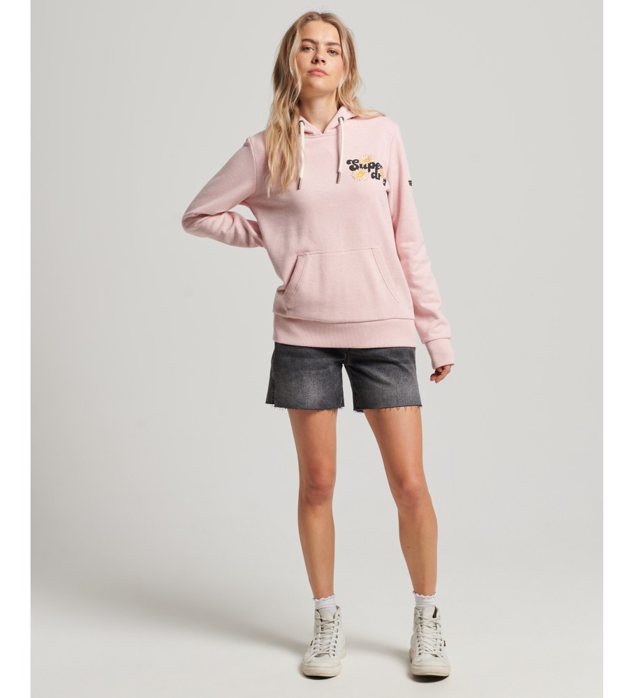 Moletom com capuz Superdry Vintage Floral Scripted Pink