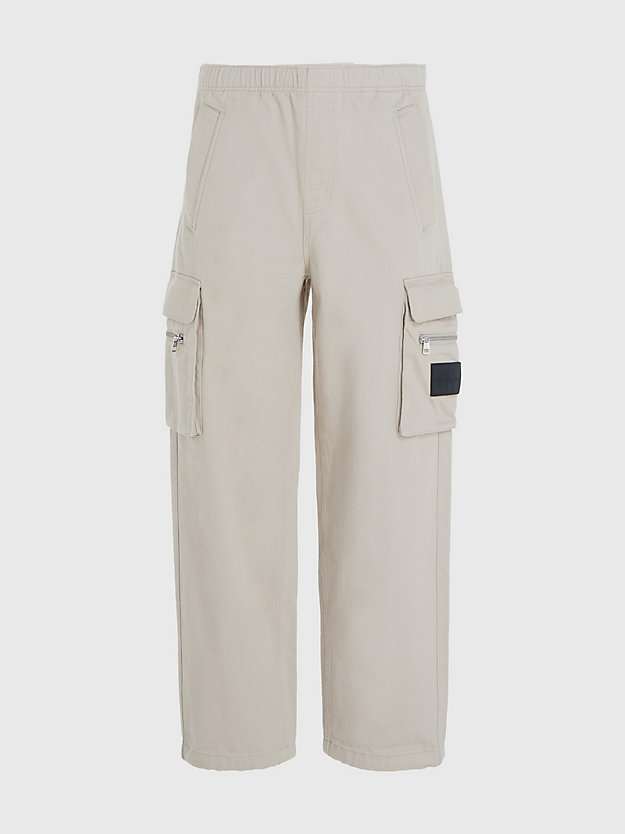 Calça cargo de sarja de algodão com modelagem relaxada