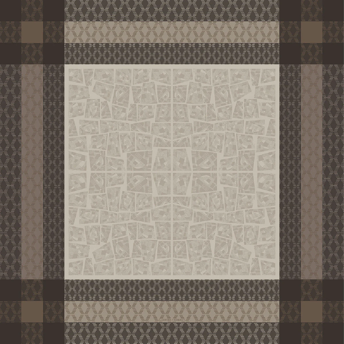 Nappe antitache déperlant pur coton brun 155x155 Garnier Thiebaut