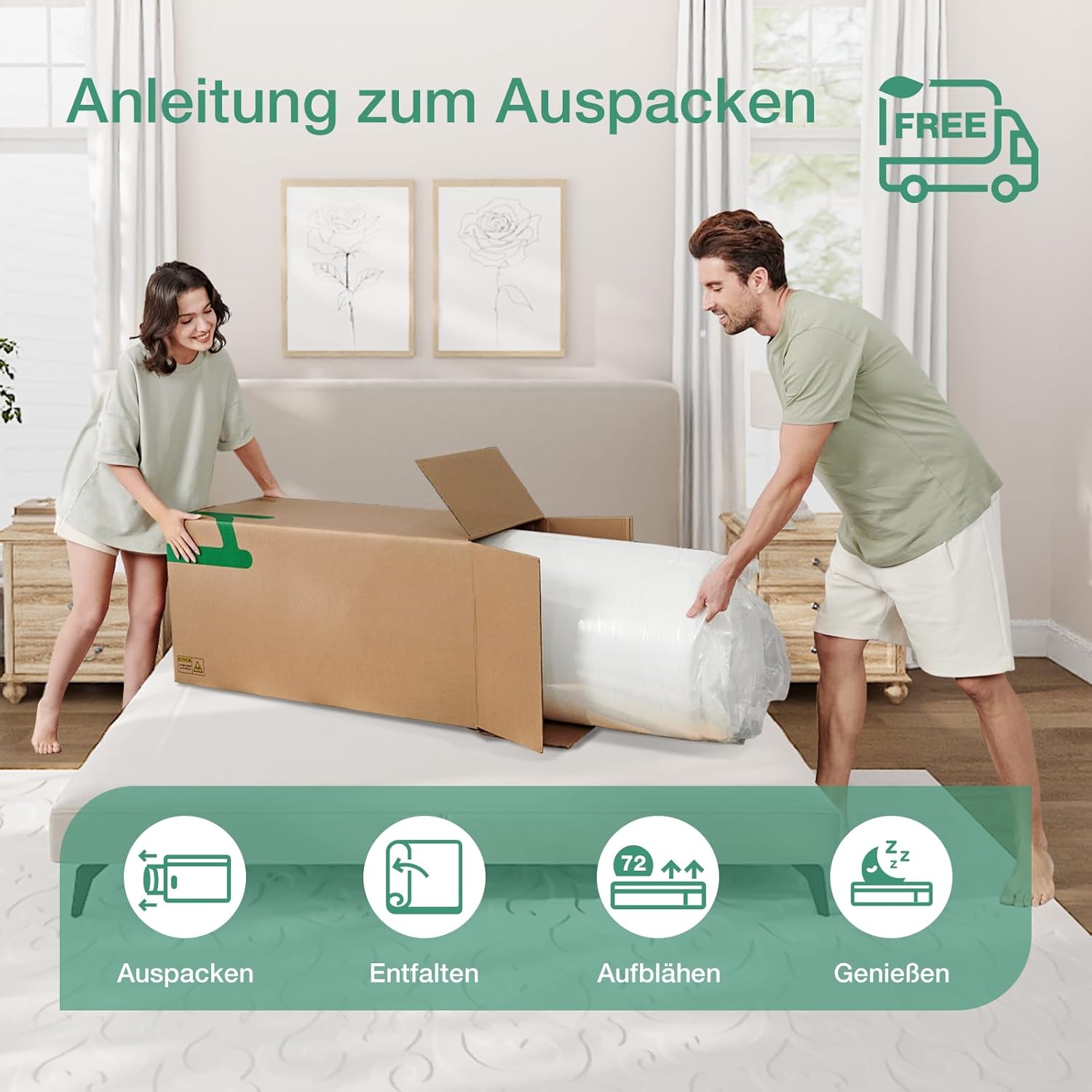 Novilla Matratze 180x200 H3/H2 7-Zonen Kaltschaummatratze | Größe + Höhe wählbar | Atmungsaktive 60°Waschbare Bezug | Öko-Tex CertiPUR US | Rollenmatratze Höhe 18 cm