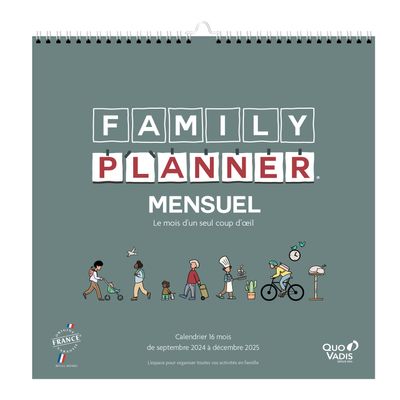 Calendrier Family Planner Mensuel - 16 mois : Septembre à Décembre - 30 x 30 cm - Quo Vadis