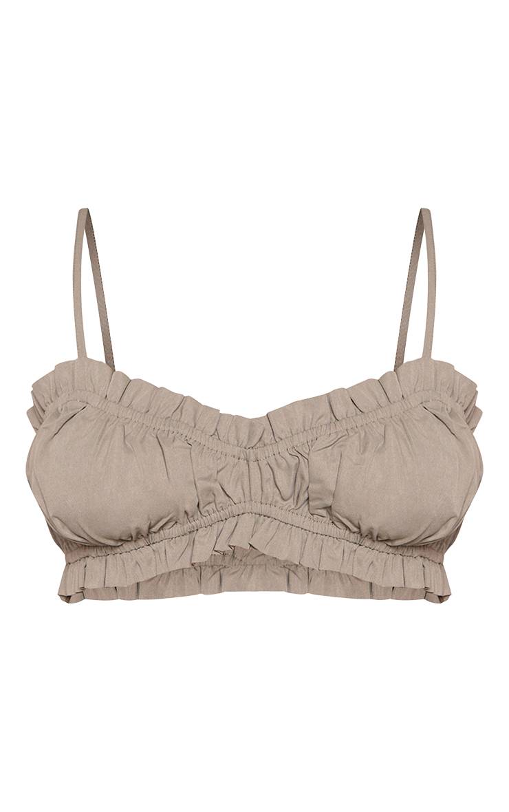 Kaki Ensemble Bralette À Bretelles Avec Volant Froncé Petite