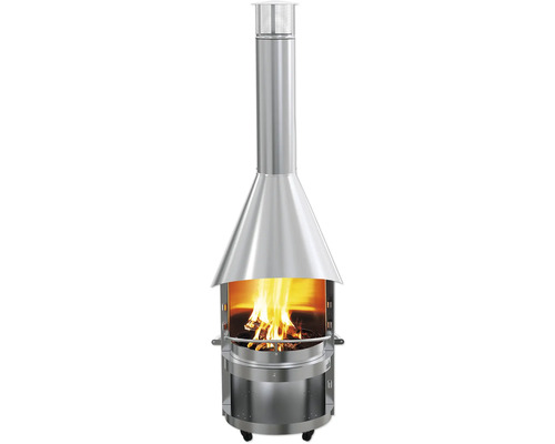 asado® Fuego 70 cm roestvrijstalen zilveren tuinhaard inclusief aslade, grillrooster, plank