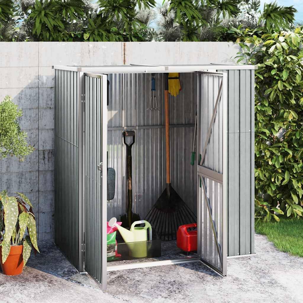 vidaXL Gerätehaus Geräteschuppen Gartenhaus Gartenschuppen Schuppen Lagerschuppen Werkzeugschuppen Grau 161x89x161cm Verzinkter Stahl