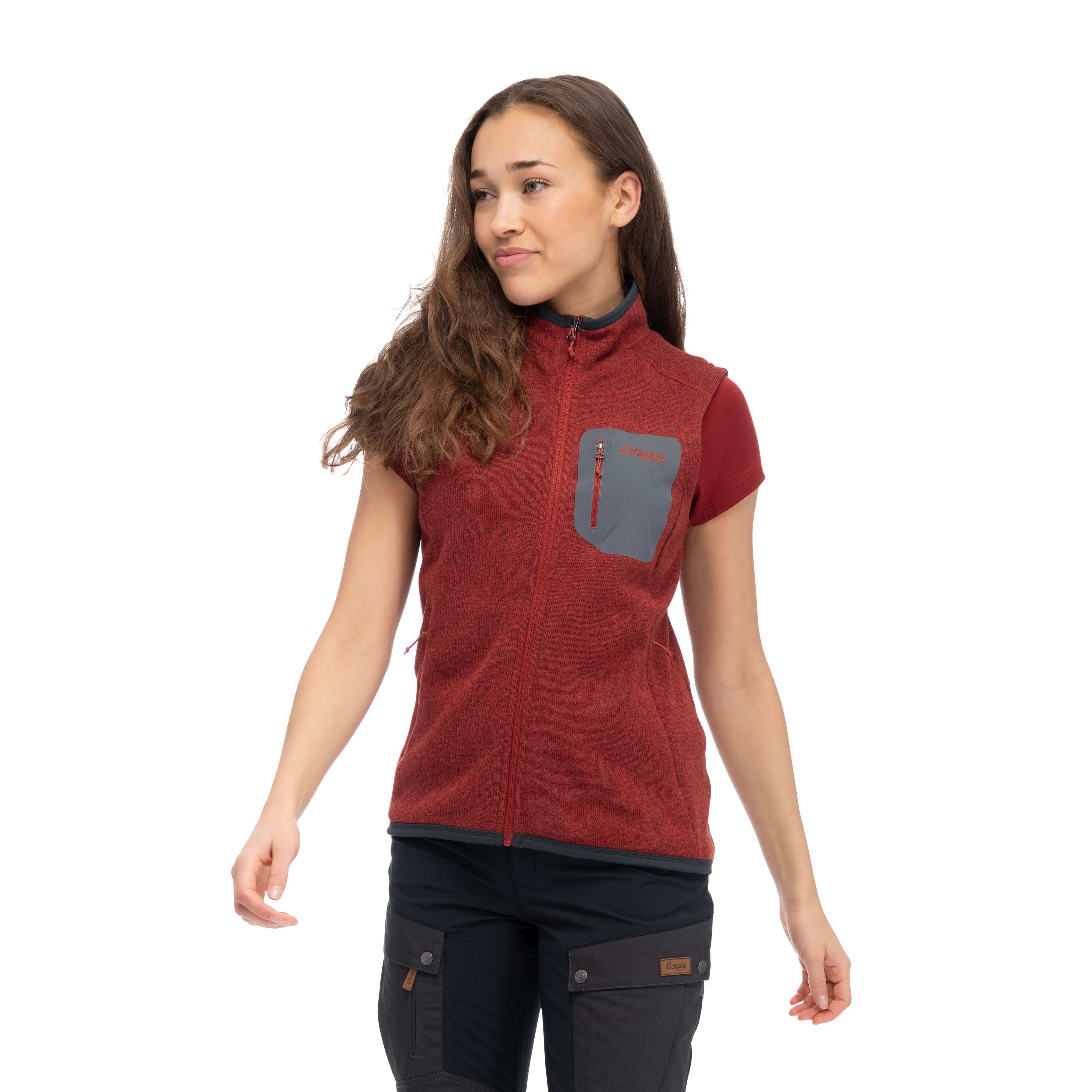 Kamphaug Knitted Vest Women Chianti Red
