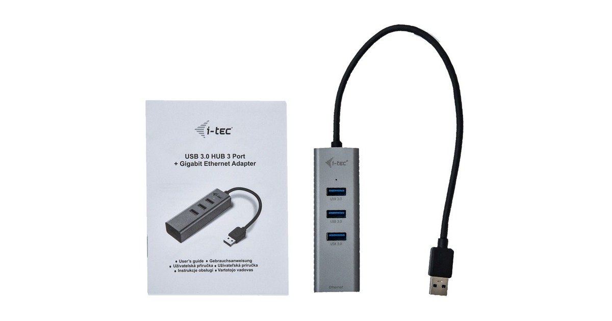 i-tec3-Port USB 3.0 Metal + Gigabit LAN usb-hub  (Antraciet)