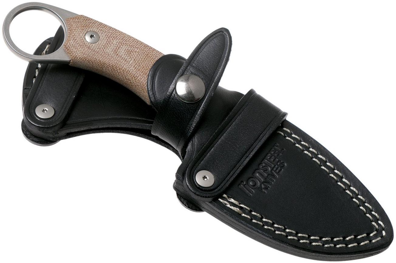LionSteel H1 Skinner CVN Natural Canvas Micarta vaststaand mes, Tommaso Rumici design